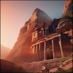 Petra, sunset, beautiful, realistic, hyper detailed, unreal engine 5, octane render