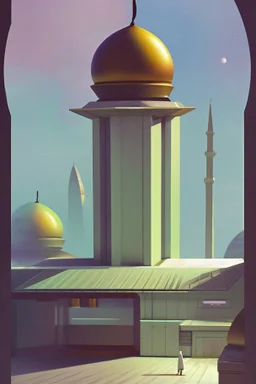 mosque 70s sci fi art