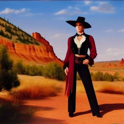 Full body portrait, painting, medium shot lady style of Wild Wild West (1999)