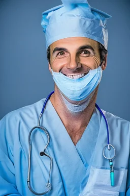 surgeon portrait smiling, scalpel pose