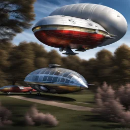 dirigible NCC 1701 hybrid, retrofuturistic, phototrealism