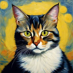 Portrait of a cat by Van Gogh