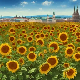 Vienna Austria with sunflowers