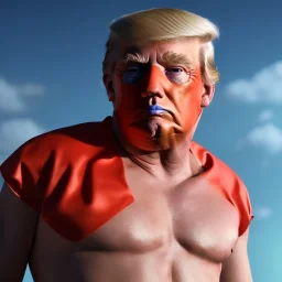 realistic image of donald trump as a mexican wrestling fighter posing, blue Mexican eyes wrestling mask, shirtless, retro style, 80s, vibrant color, highly detailed, sky background, concept art, unreal engine 5, god rays, ray tracing, RTX, lumen lighting, ultra detail, volumetric lighting, 3d, finely drawn, high definition, high resolution.