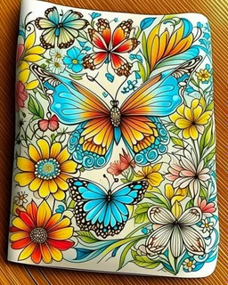 whimsical butterfly and flower,flower backwound book cover for adults