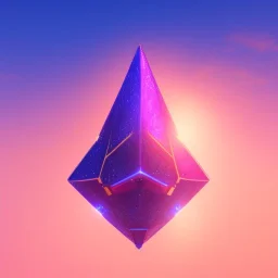 a crystalised blue pink spaceship, gold, diamonds, sunny background, atmospheric, realistic, unreal engine, 8k. Cinematic lighting, octane render.