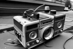 stereo ghetto blster simple black and white