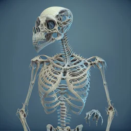 skeleton of an alien creature, anatomicaly correct, 8k resolution, photorealistic, ultra detailed