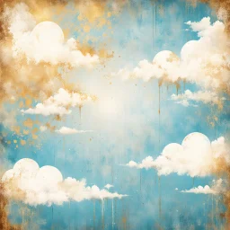 Hyper Realistic Sky-Blue, White & Golden Retro-Grungy-Rustic-Background