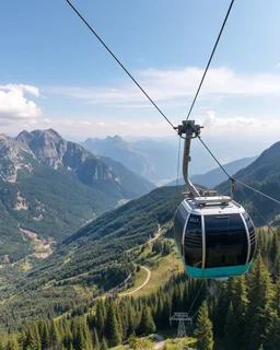 modern cable car high mountains panoramic beautiful landscape