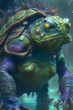 Amphibian turtle mutant bull alien,FHD, detailed matte painting, deep color, fantastical, intricate detail, splash screen, complementary colors, fantasy concept art, 32k resolution trending on Artstation Unreal Engine 5