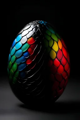 Colourful dragon egg and black back g round with no dragon face in the egg