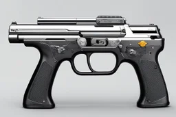 Pistol chrome with gadgets and accessories and symbols system