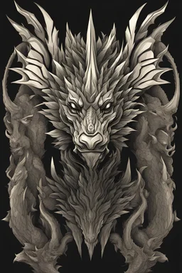 vector crystal image of a guardian in the form of a dragon with three heads in black color