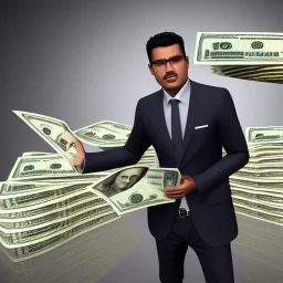 pedro castillo with money in the hands, 8k, realistic