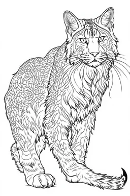 coloring book image of a lynx