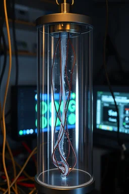 Photo of real longs inside A glass cylinder connected with wires to main computer