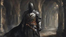 medium shot, dark knight medieval, details, 8k, oil painting