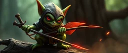 a kobold gremlin ninja that looks like the opposite of a vampire