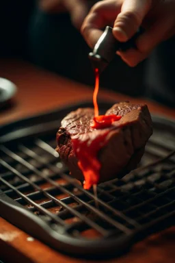 a heart being pierced by a steak