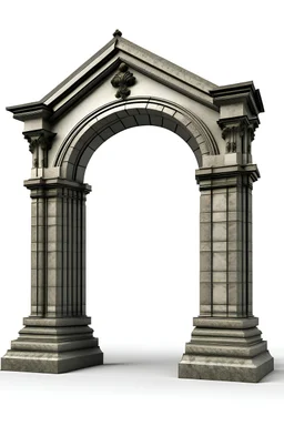 a stone arched gateway. White background. Black middle