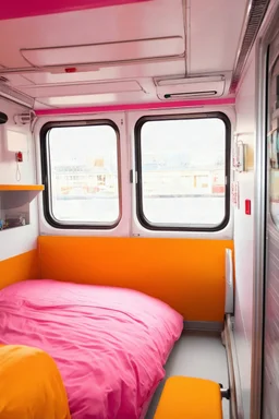 Métro with cosy beds, orange, pink