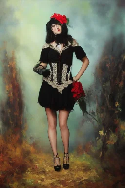 Full body portrait, painting, medium shot lady DarkCabaret