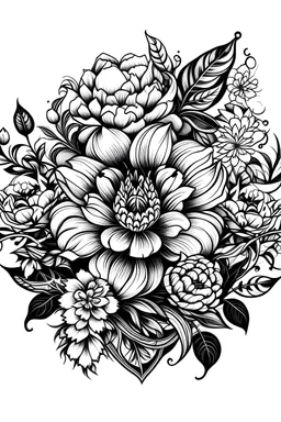Floral bomb tattoo design black and white American traditional style