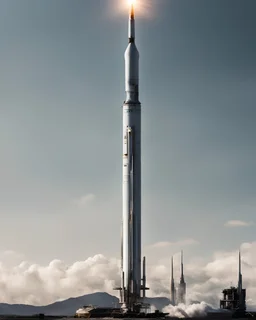 a very large hypodermic syringe equipped with rockets and blasting off towards the ngiht sky