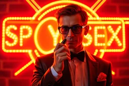 bob saget as james bond the spysex coin multi color neon sign, ultimate psychedelic beauty