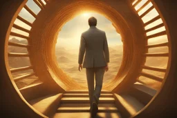 a man moving through a portal, photorealistic, Detailed Matte Painting, Deep Colour, Fantastical, Intricate Detail, sunshine