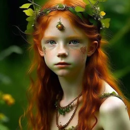 pretty girl, ginger, skinny, aged 13, faun, satyr, fantasy