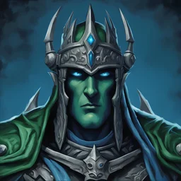 The Lich King, Arthas without beard from Warcraft 3 in green and blue