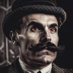 a portrait of a man with charlie chaplin moustache