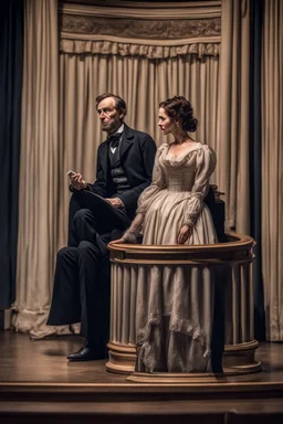 llustrate the presidential box on the balcony level, portraying Abraham Lincoln, his wife, and their guests as they enjoy the play. Highlight the vulnerability of Lincoln without proper security, setting the stage for the impending tragedy