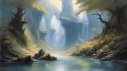 Style John Howe, calm beauty, fantasy world, magic, beautiful composition, exquisite detail, realistic, fascinating