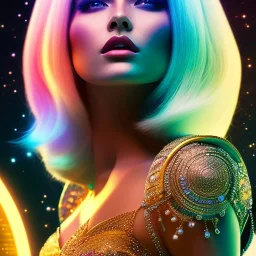 cosmic woman,highly detailed, hyper-detailed, beautifully color-coded, insane details, intricate details, beautifully blue color graded, Cinematic, Blue Color Grading, Editorial Photography, Depth of Field, DOF, Tilt Blur, White Balance, 32k, Super-Resolution, Megapixel, ProPhoto RGB, VR, Half rear Lighting, Backlight, non photorealistic rendering