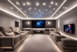 dedicated home cinema room with LED lighting in the walls make sure the room is completely symmetrical