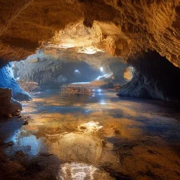 A city inside a shimmering cave