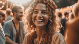 A free spirit happy woman at a event. generative AI.