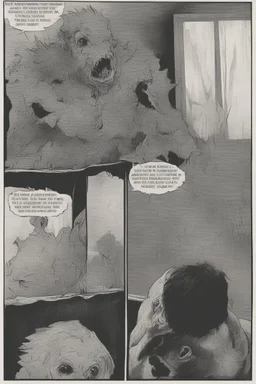 a man looking into a shattered mirror and seeing a horrifyingly smeared and deranged monster in his reflection
