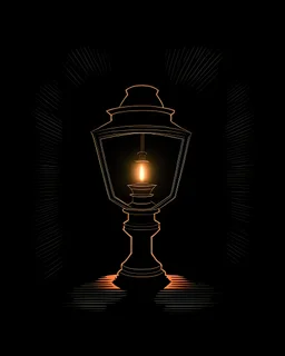 An illustration of a lamp surrounded by darkness.
