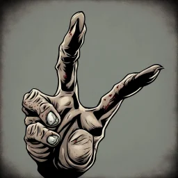 zombie hand claw, 4 fingers, attack, comic book style, grey background,
