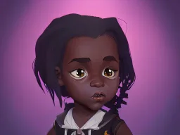 Portrait of a pretty dark skinned toddler witch with dark curly hair