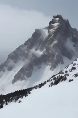 Unas montañas con un poco de nieve en su cima, el clia esta muy frio, el viento sopla copos de nieve que se caen por el precipicio. Hay osos polares mirando la situacion de lejos