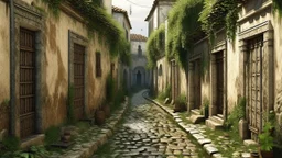 Calle estilo Antiguo Romano en estado Sensato con Goterón en chaparral
