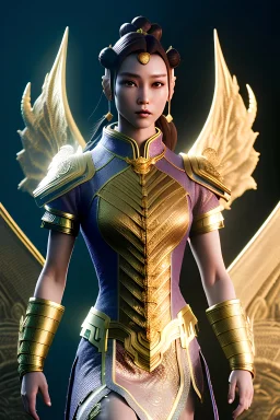 Chun-Li with short hair and dragons wings wearing only dragon scales,mythical,fantasy , magnificent, majestic, highly intricate, Realistic photography, incredibly detailed, ultra high resolution, 8k, complex 3d render, cinema 4d.