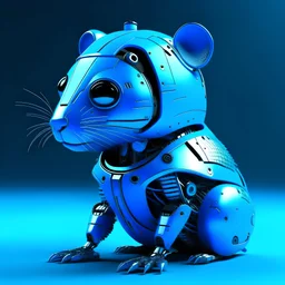 A blue cybernetic gopher wearing a futuristic helmet