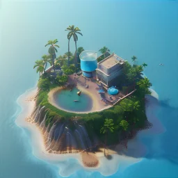 The Isometric Glass Tall Box Mini Model Little Real Island shape smooth Mixed Water Fall Under Ocean Sunshine Summer Background Blue Sea, The Last Of Us / Avatar, Octane Render / ZBrush, Cinematic, IMAX Film, Nikon D750, 16K, Autostereoscopy, Anthropomorphic, Golden Ratio, Geometry, Symmetric, Depth Of Field, Highly Detailed, Ultra Realistic, Beautiful Lighting, Halfrear Lighting, Soft Light, Candoluminescence, Cast Shadow, Reflective, Glow, Translucent, Normal Map, Carbonated --testp