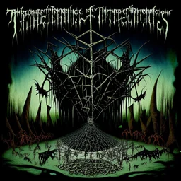 Abstract surreal horror, heavy metal album cover by title "CRADLE OF FILTH", maggotropolis hypocrisy, by Ray Johnson and Bosch